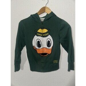 Oregon University OU Ducks Jacket HOODIE Full Zip Mascot Wear YOUTH Sz 8/10 EUC